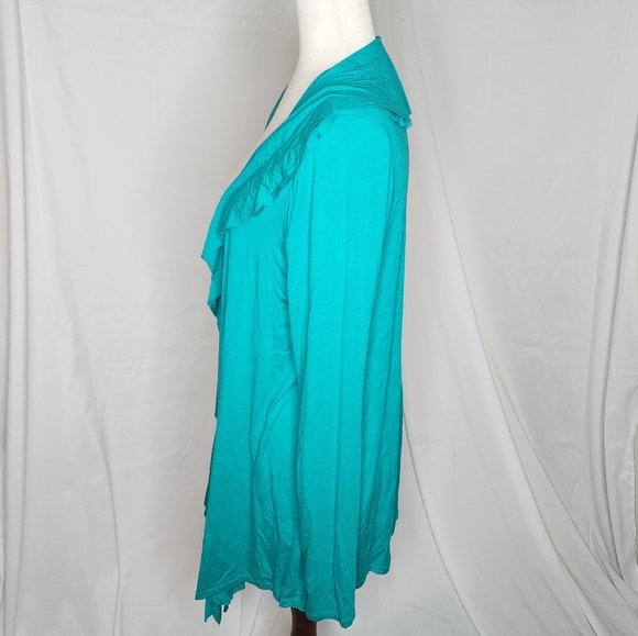 Teal Waterfall Open Front Cardigan Size XL - Picture 3 of 7